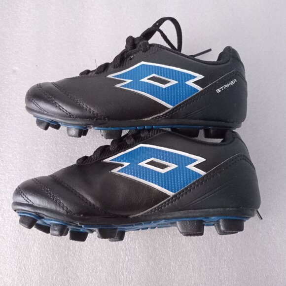 Lotto Kids Striker FG Soccer Baseball Shoes B/W/Blue  Cleats Size 11T - Picture 3 of 6